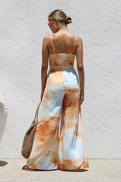 From Sunrise Print Tie-Front Jumpsuit