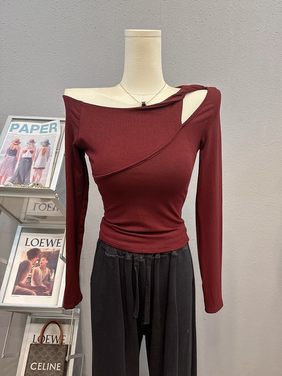 Asymmetric Twist Long-Sleeve Top