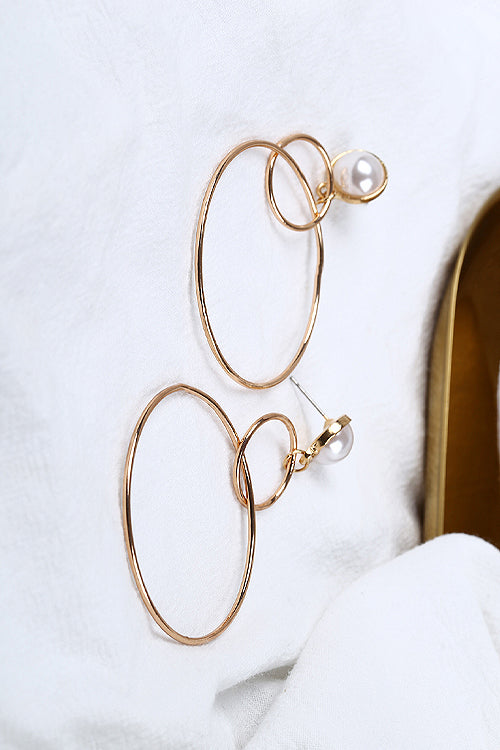 Pearl Hoop Charm Earings