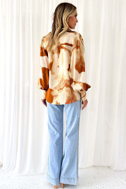 Help You Out Print Collared Long Sleeve Top - 3 Colors