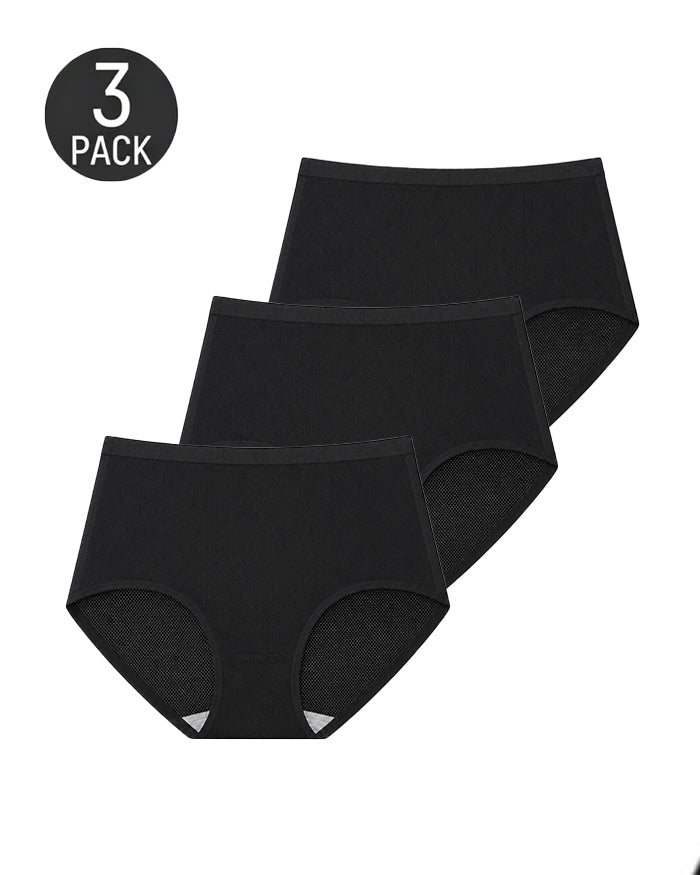 3-Pack Plus Size Mesh Ice Silk Breathable Seamless Panties