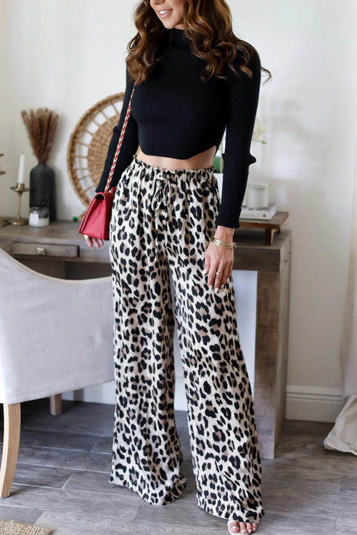 Blissful Vacay Leopard Print Wide Leg Pants