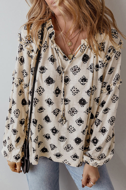 You Know Best Print Long Sleeve Top