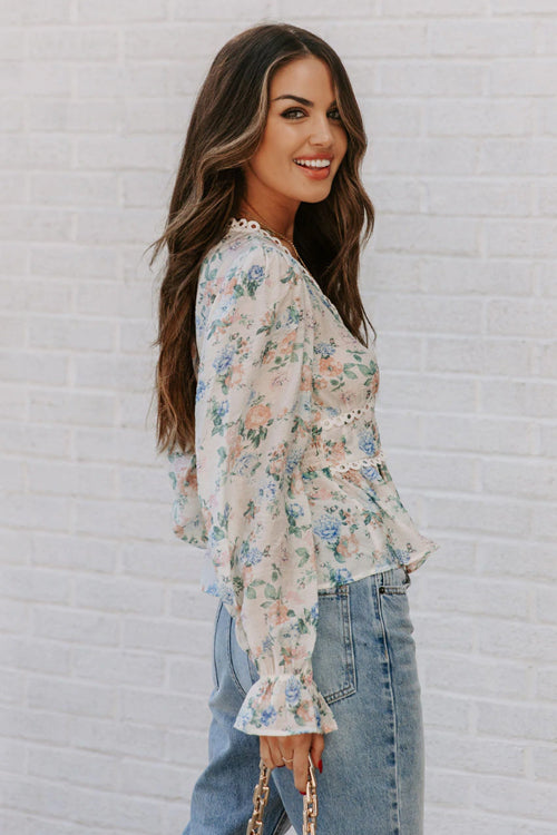 Romantic Vibes Floral Crochet Peplum Top