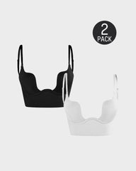 2 PackLow Back Secret Plunge Bra - Black+White