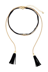 Layered Tassel Choker Necklace