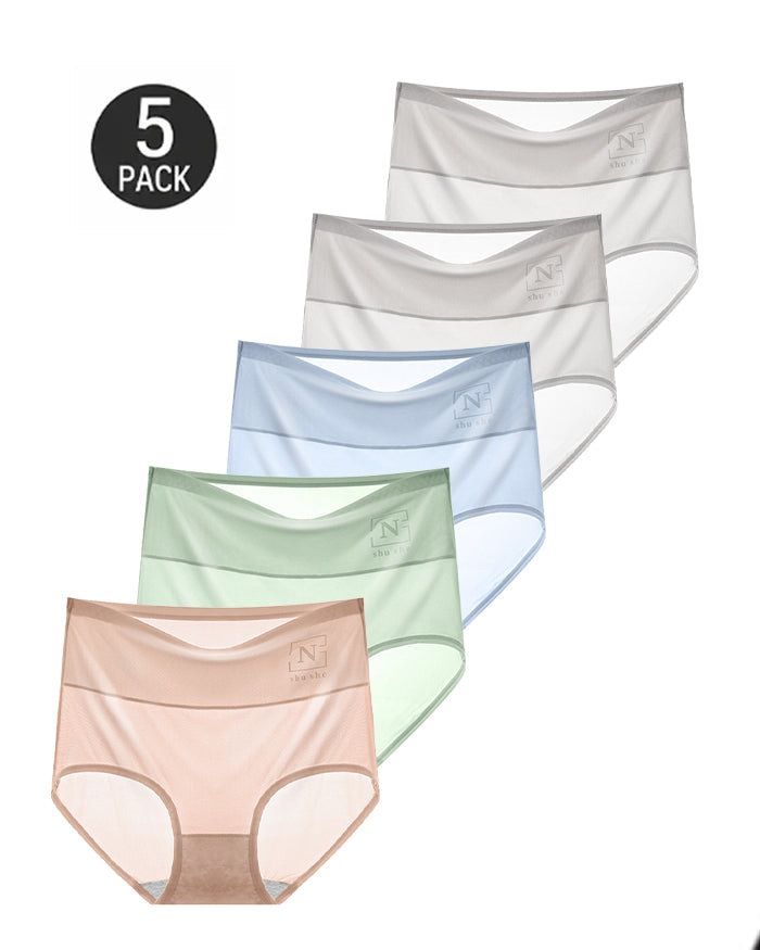 5-Pack High Waist Ice Silk Seamless Breathable Briefs