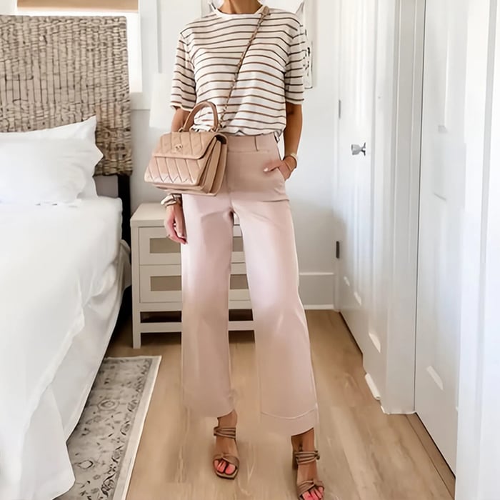 Stretch Twill Cropped Wide Leg Pants