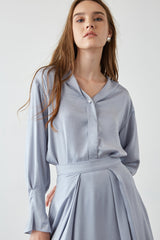 Keren Light Blue Puff Sleeve Shirt
