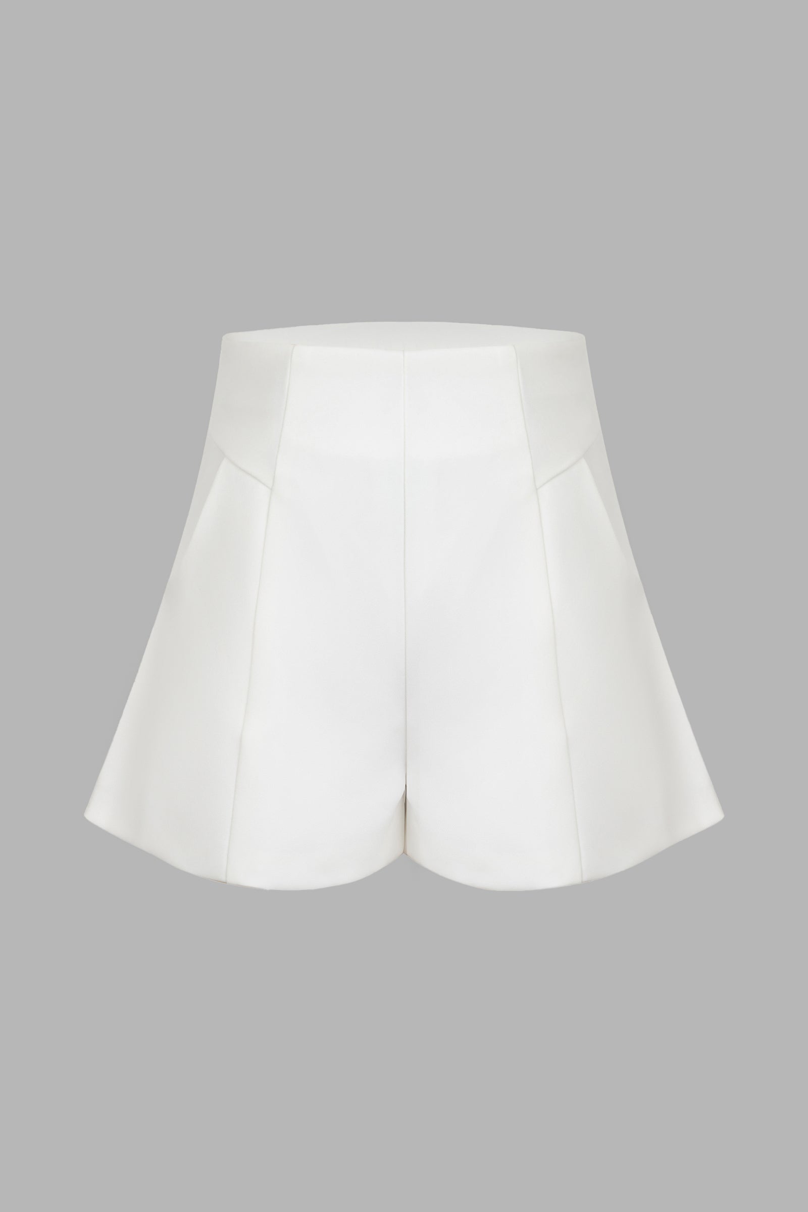 White A-Line Seam-Detail Shorts