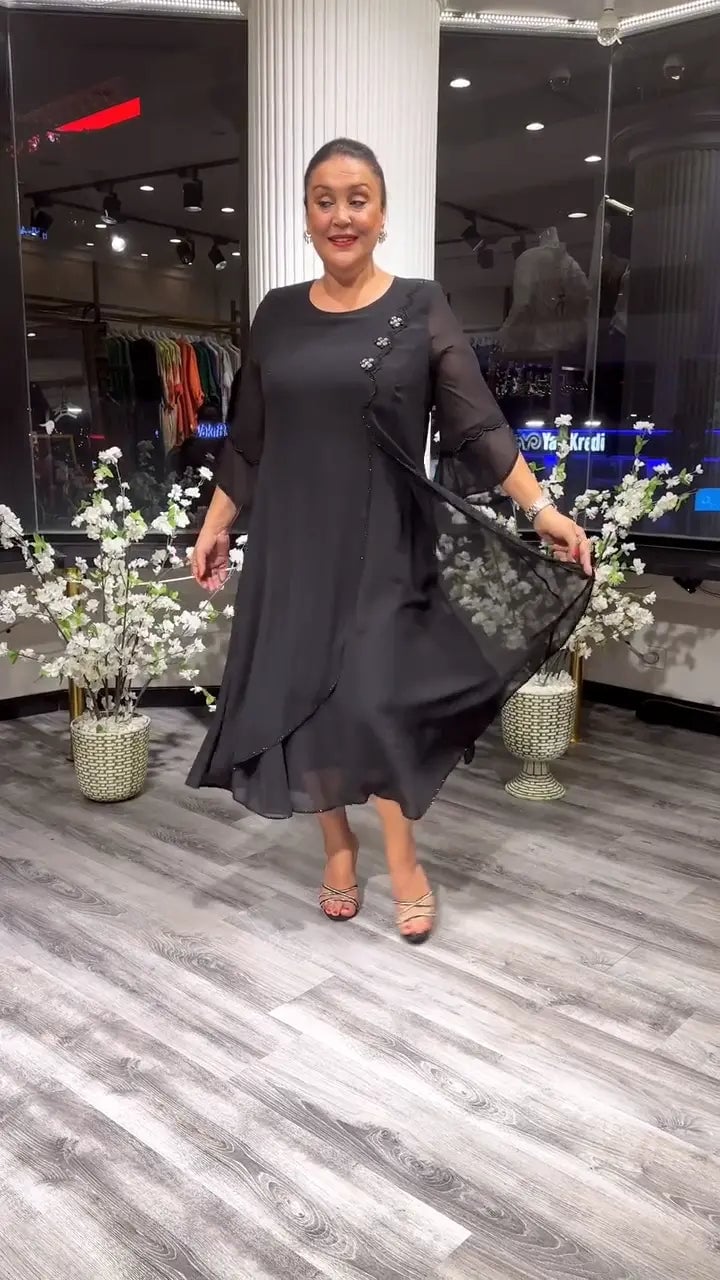 chiffon solid color loose dress