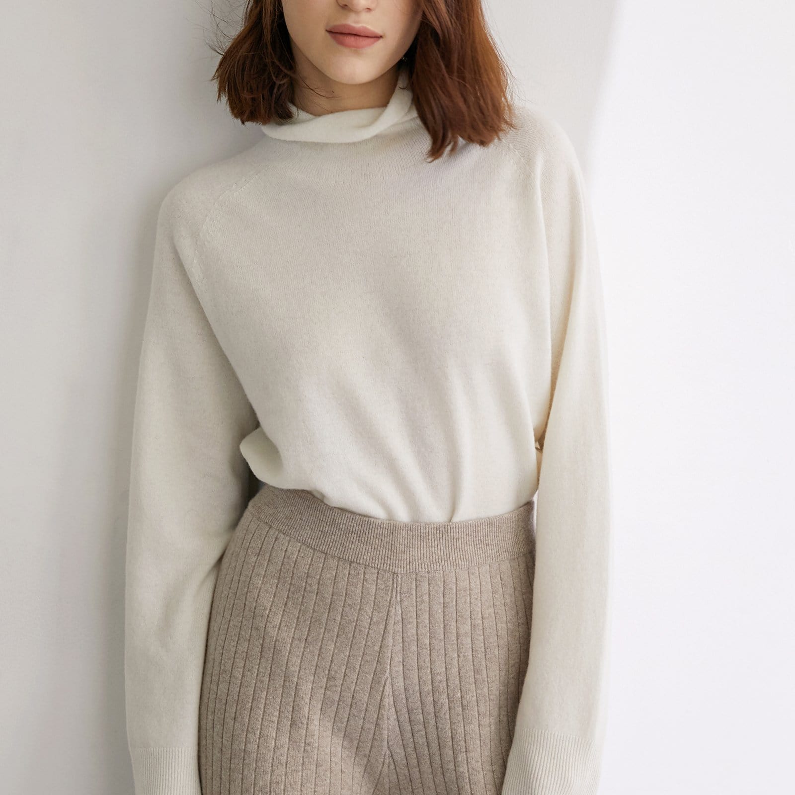 Mahmoud Ivory Premium 100% Wool Rolled Neck Sweater