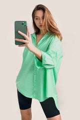 Light Green Oversized Button-Up Shirt