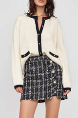 Leigha Beige Contrast knitted Cardigan