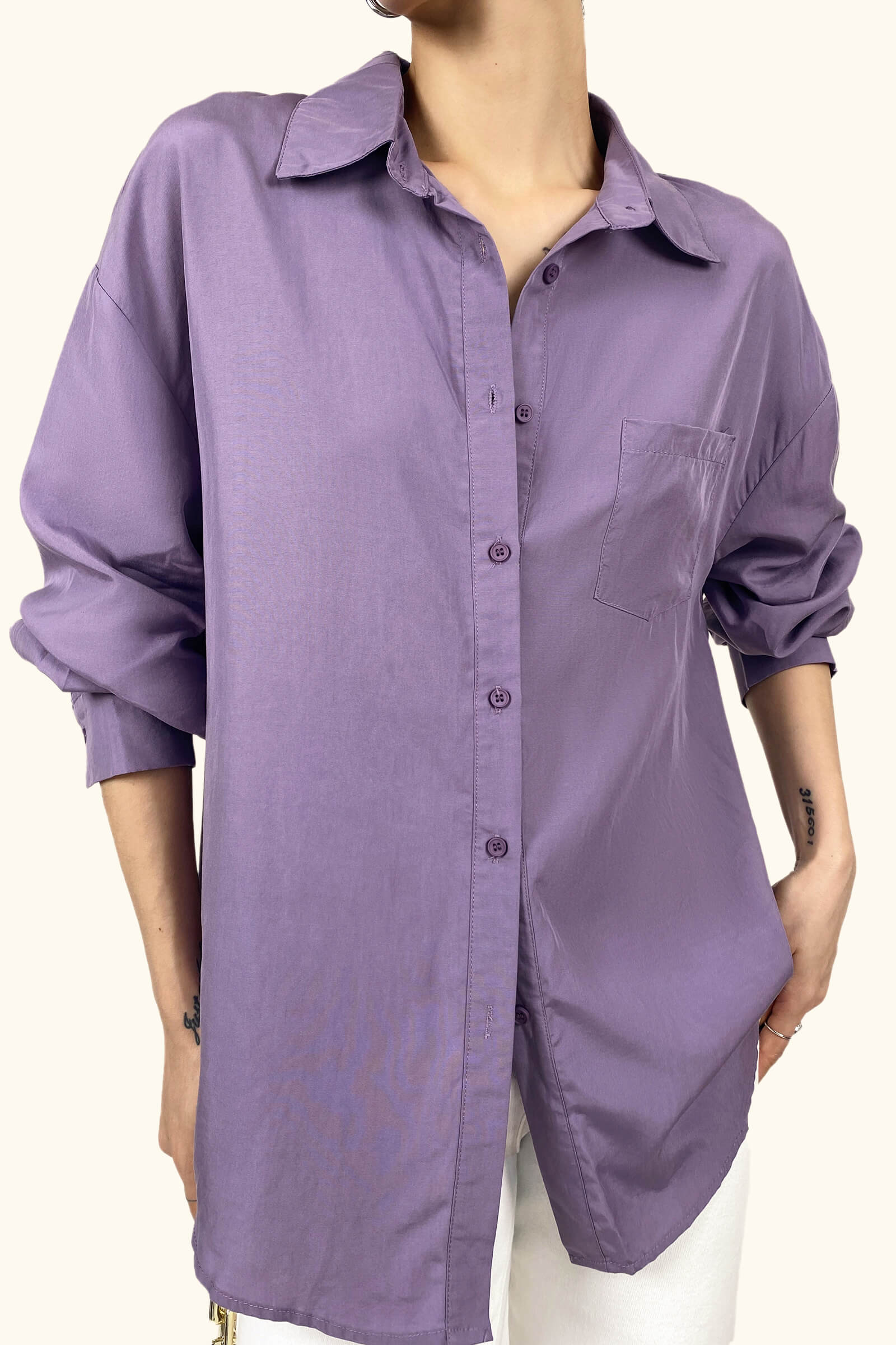 Slate Blue  Long Sleeve Button Front Shirt