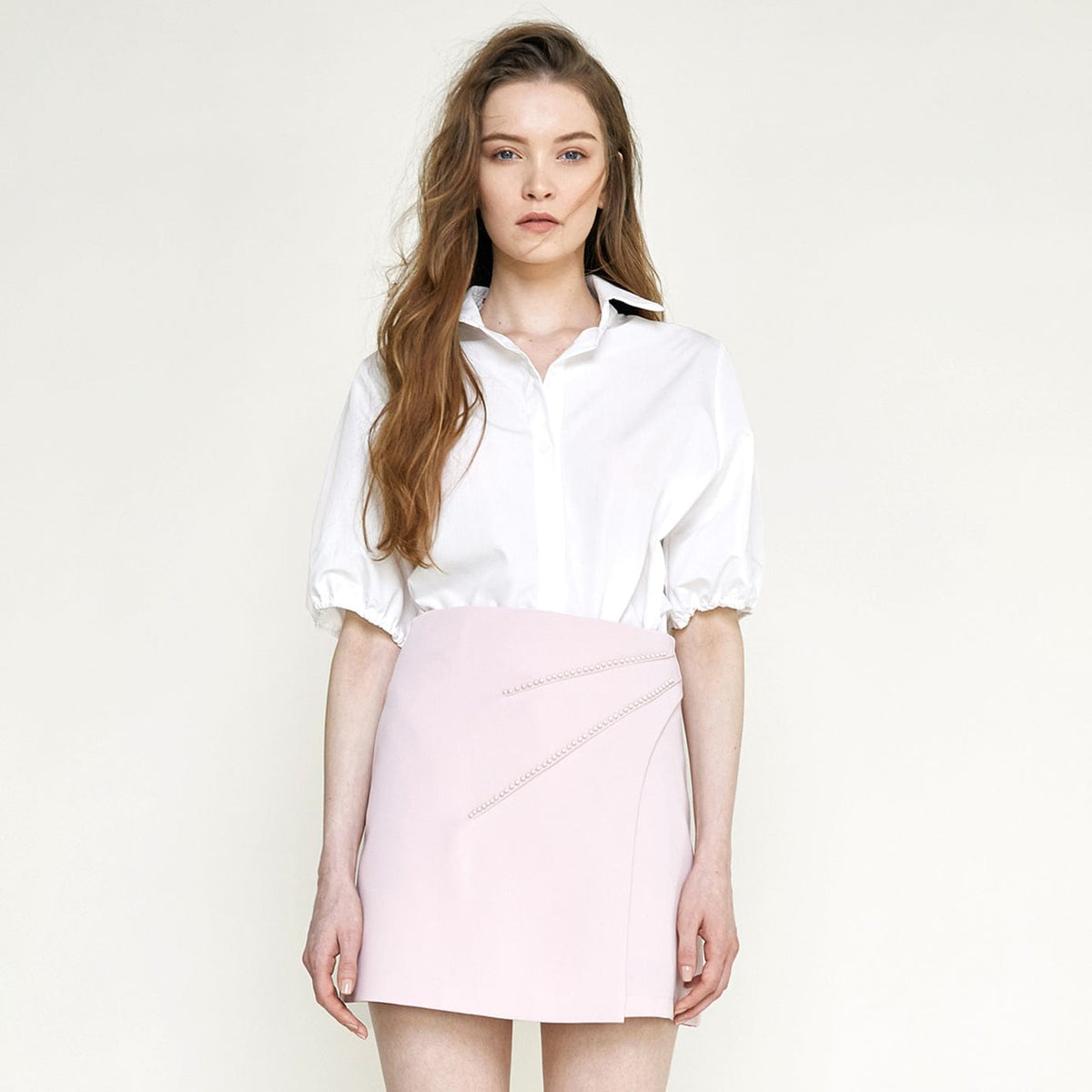 White Short Puff Sleeve Shirt