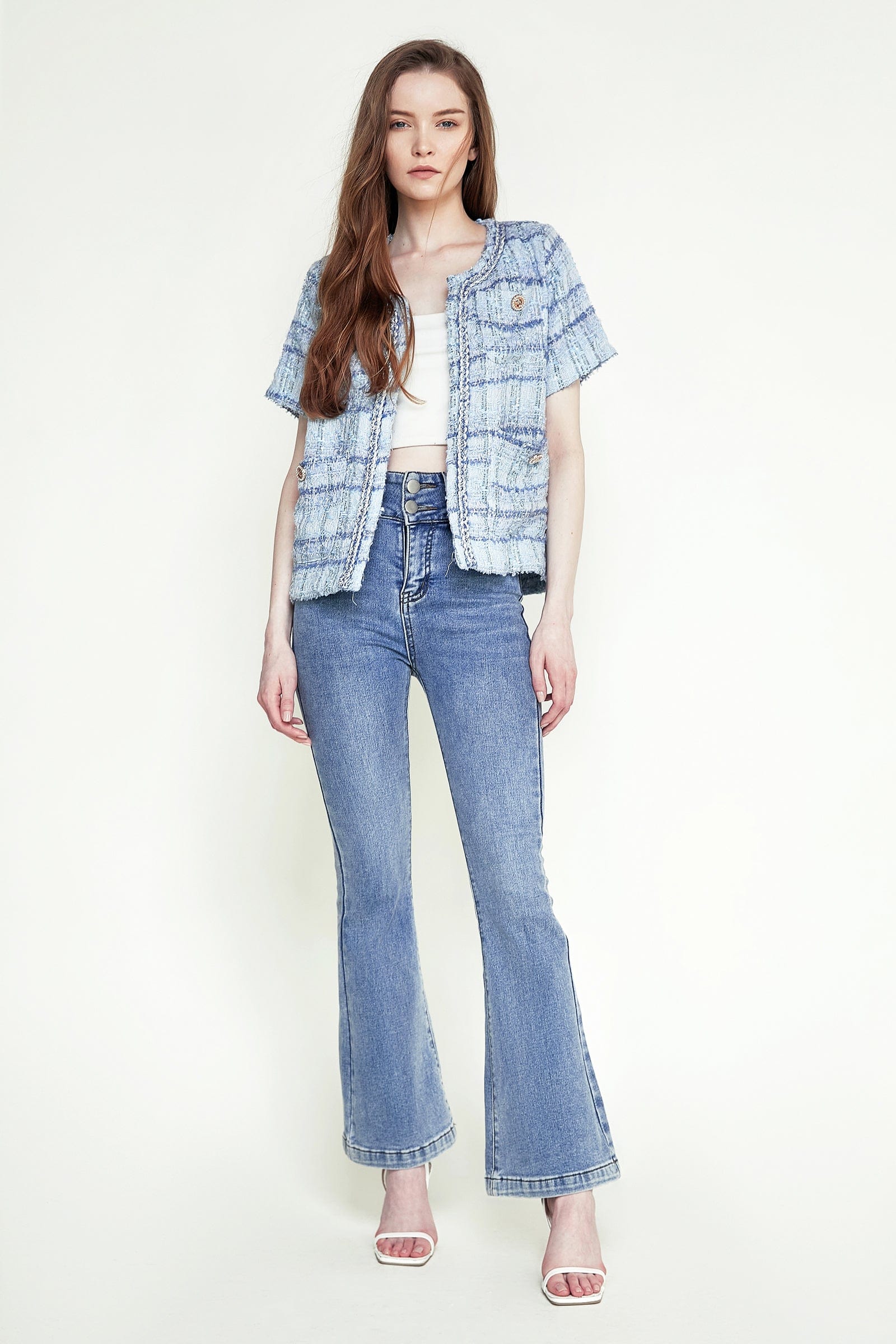 Royal Blue Pocket Front Tweed Jacket