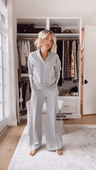 Solid V-Neck Two-Piece Set