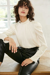 Vera Cream Ruffled Neck Blouse