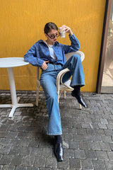 Medium Blue Wash Button-Up Oversized Denim Shacket