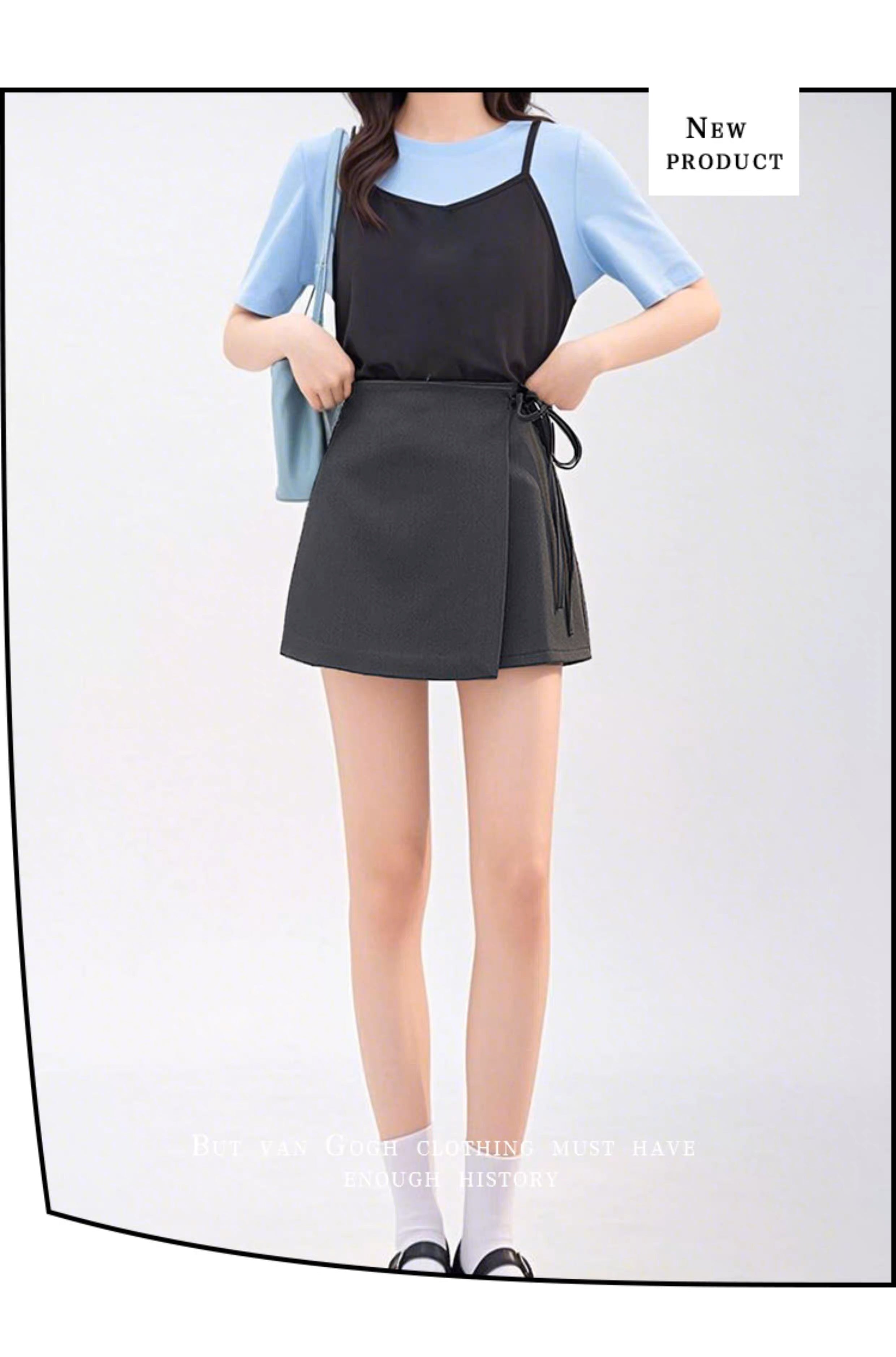 Wrap Mini Skirt with Tie Detail