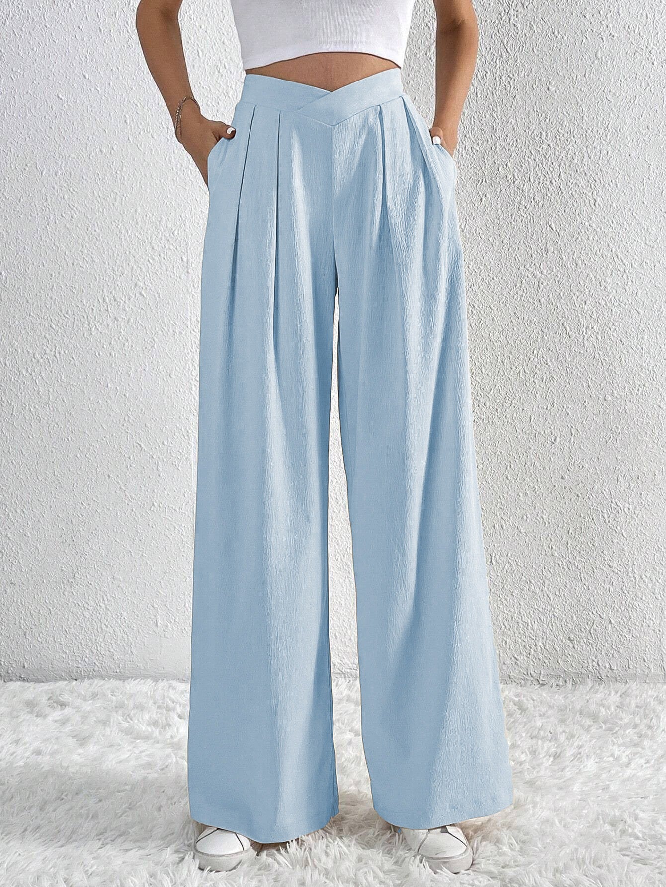 Pleated Casual Wide Leg Pants