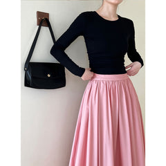 Round neck shoulder T-shirt