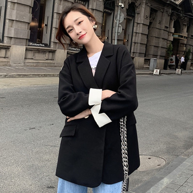 Double-breasted Casual Loose Women's Suit