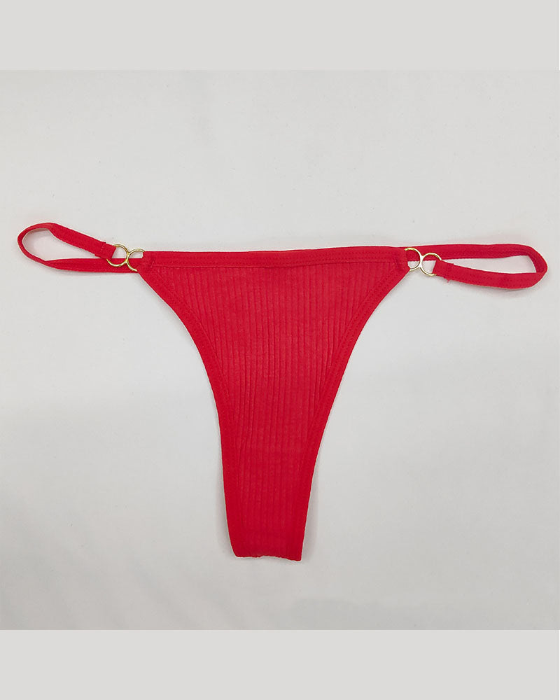 Cotton Threaded T-Pants Women's Low Waist Hip Lifting Fitness High Fork Fashionable Thong