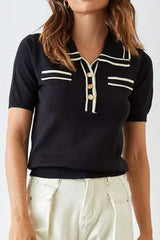 Anika Black Lapel Sweater