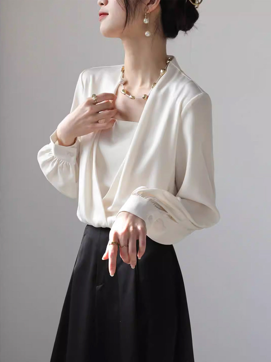 Square Collar, Long Sleeve Shirt.