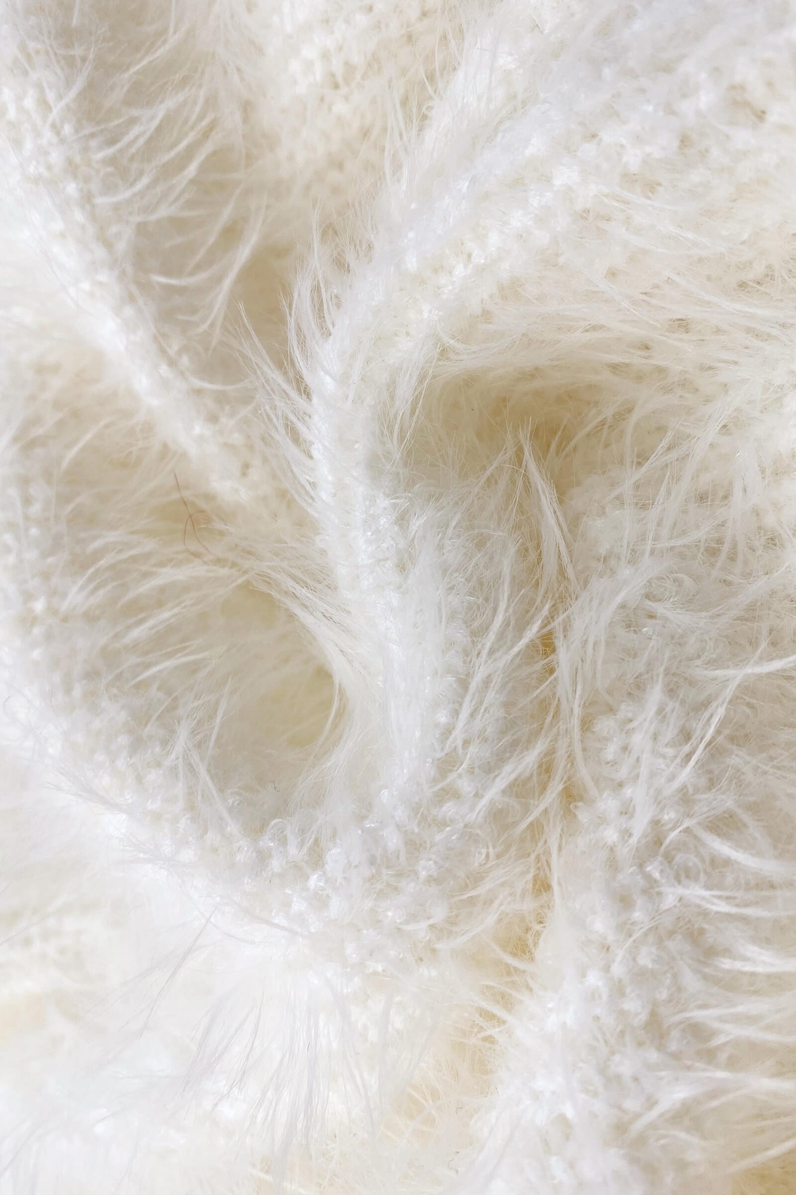 Ivory V-Neck Fuzzy Knit Cropped Cardigan