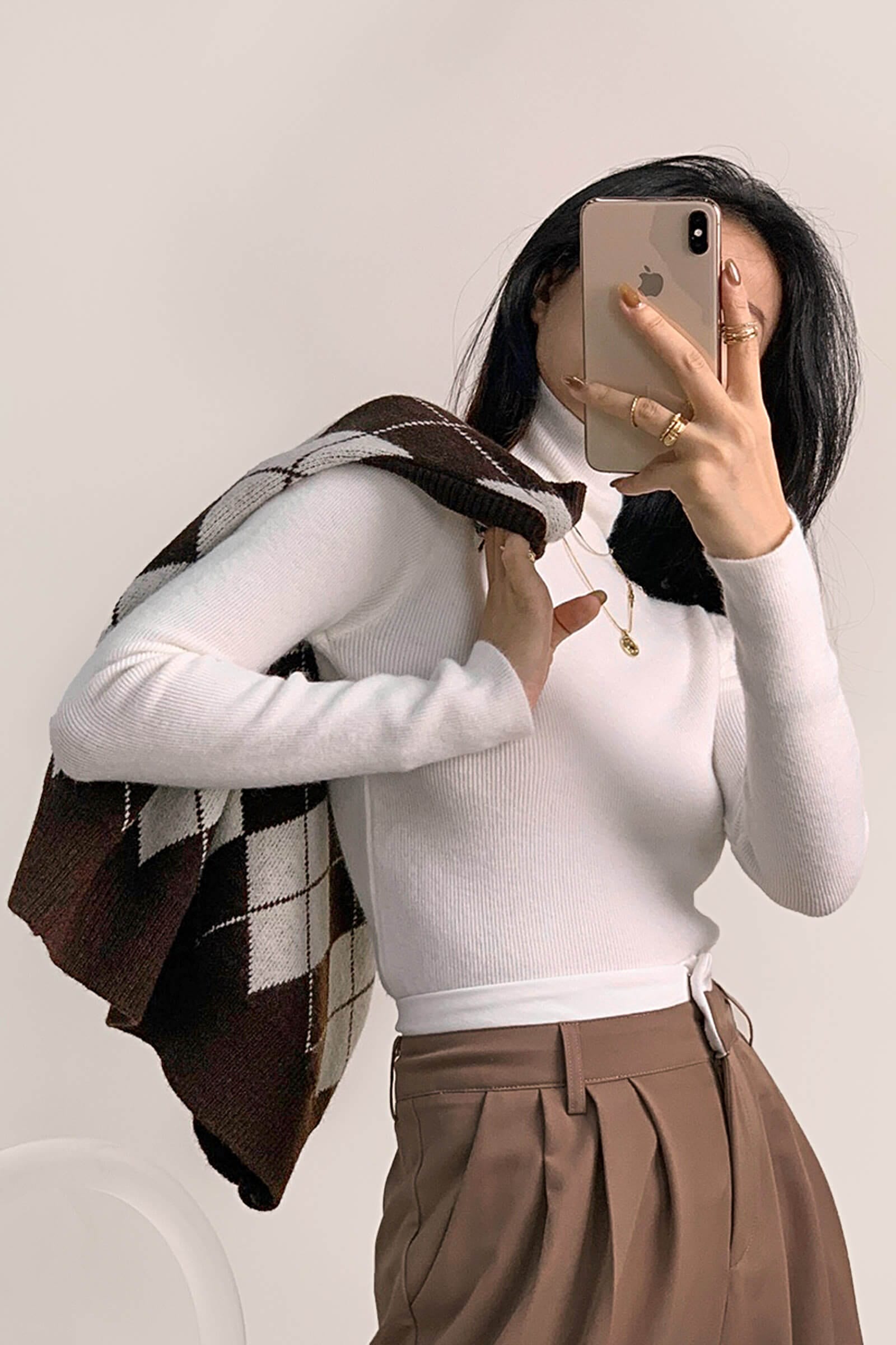 White Slim Fit Turtleneck Sweater