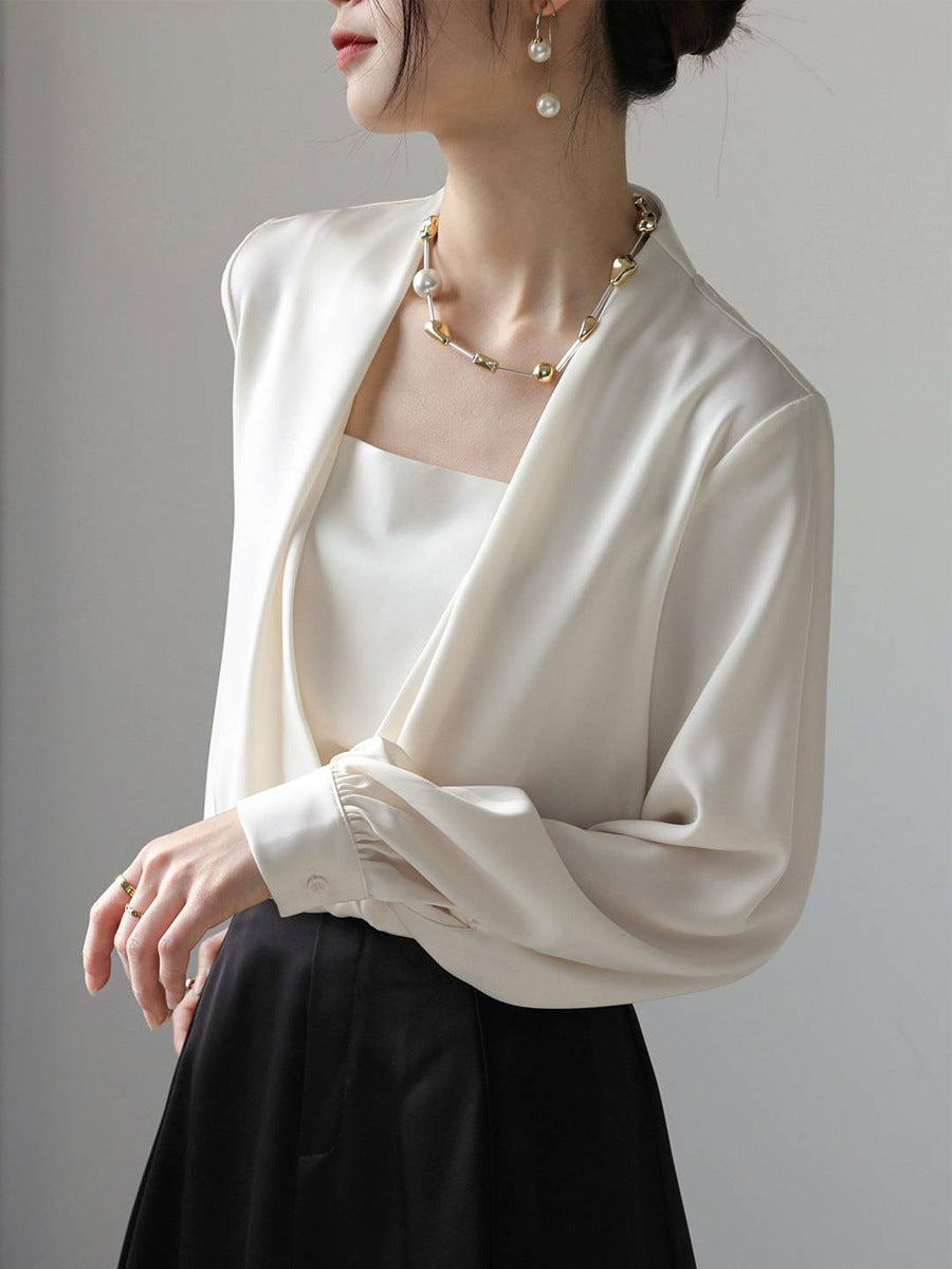 Square Collar, Long Sleeve Shirt.