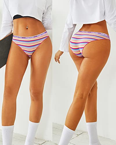Cotton Underwear for Women Cheeky High Cut Breathable Stretch Ladies Hipster Bikini Panties Pack S-XL