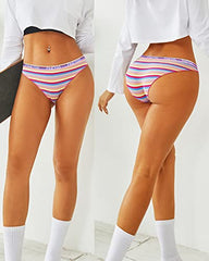 Cotton Underwear for Women Cheeky High Cut Breathable Stretch Ladies Hipster Bikini Panties Pack S-XL