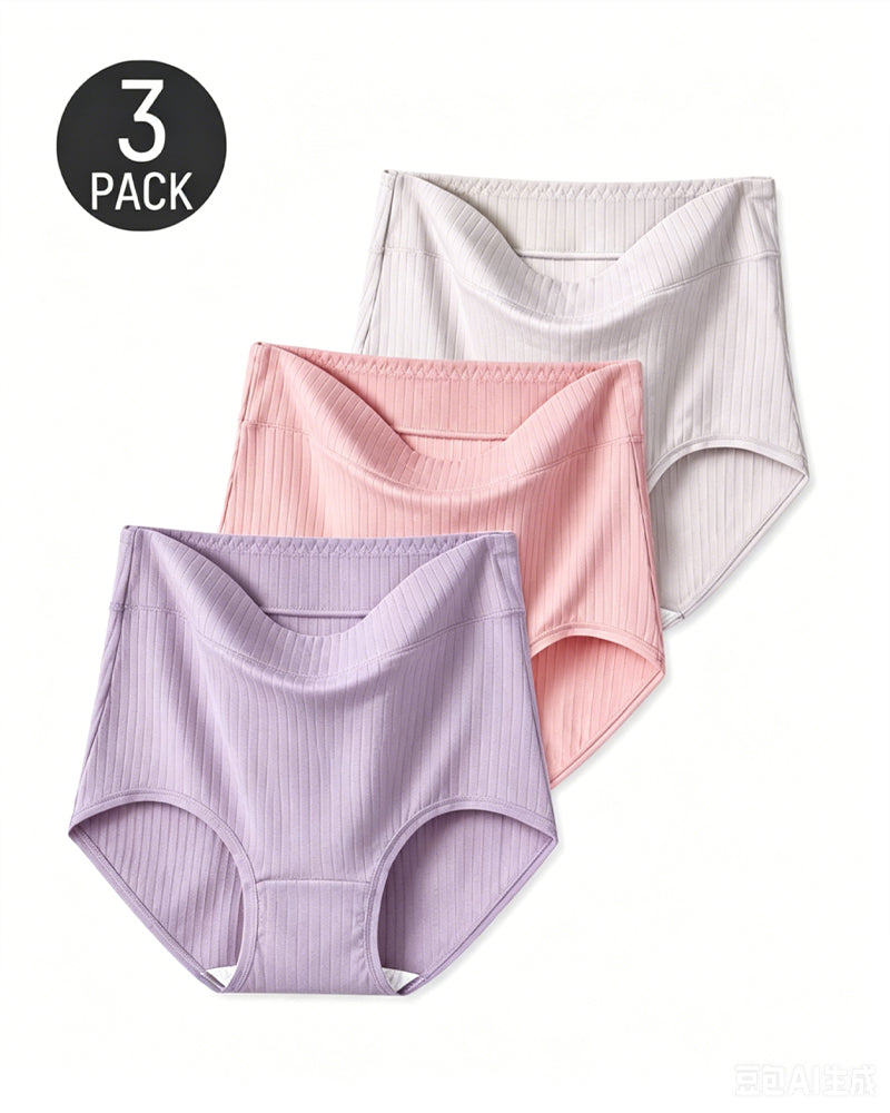 Multi-pack Plus Size High Waist Cotton Ribbed Briefs