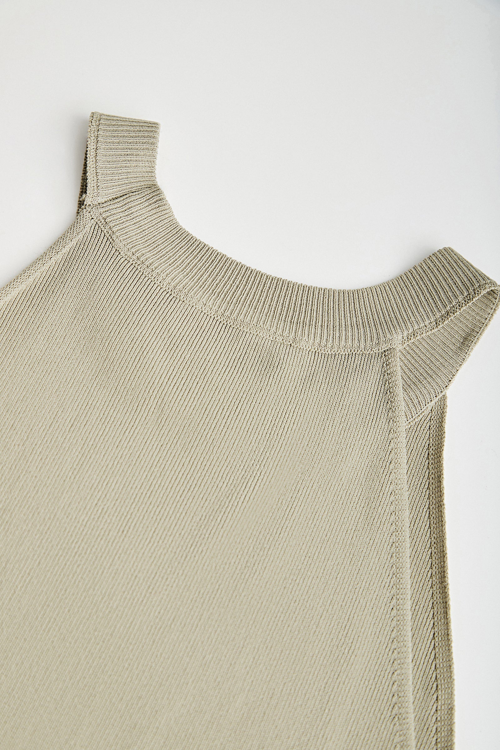 Tan Halterneck Knitted Longline Tank Top