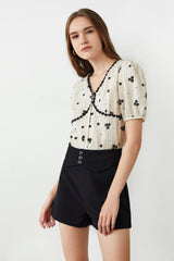 Lalit Beige Puff Sleeve Blouse