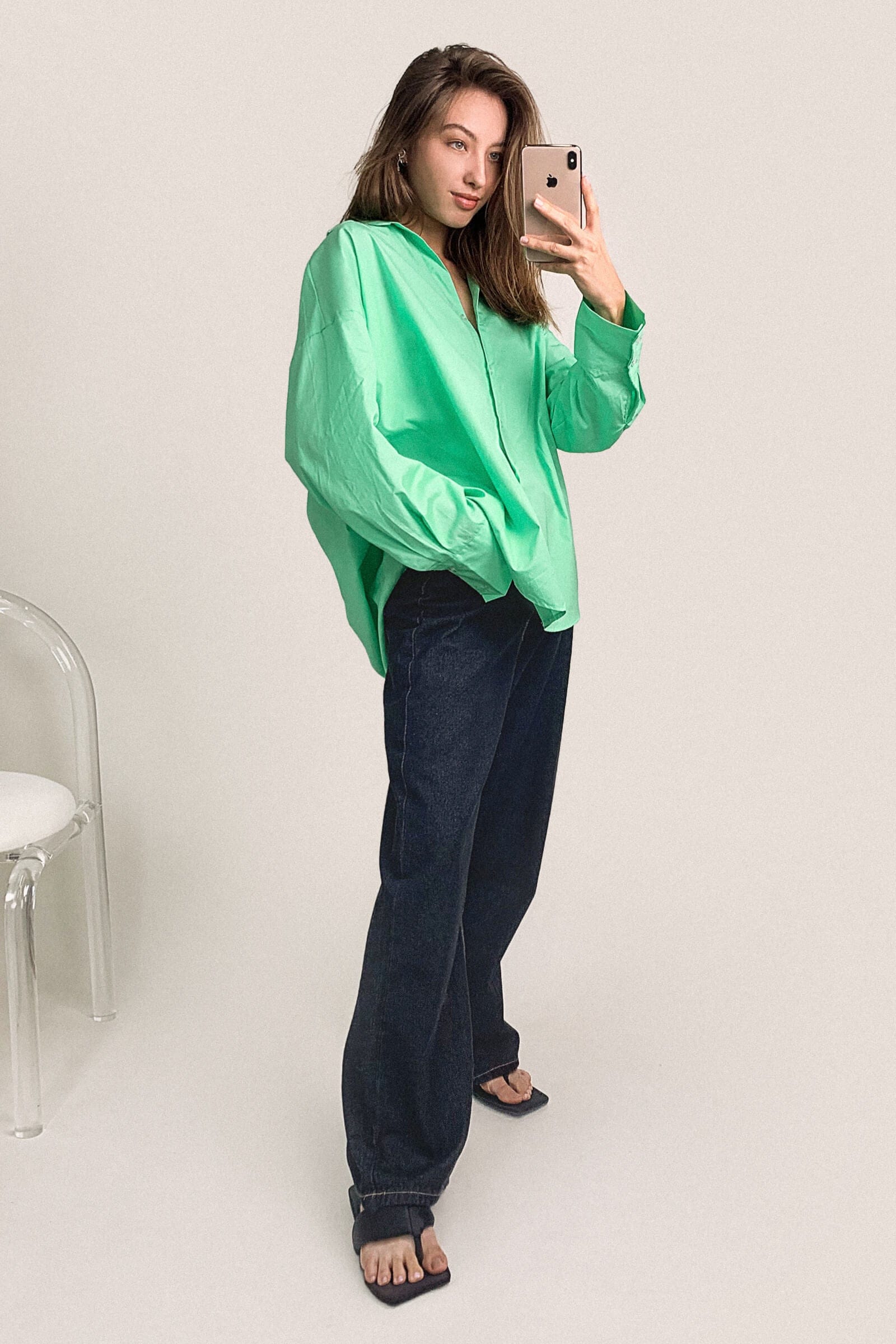 Light Green Oversized Button-Up Shirt