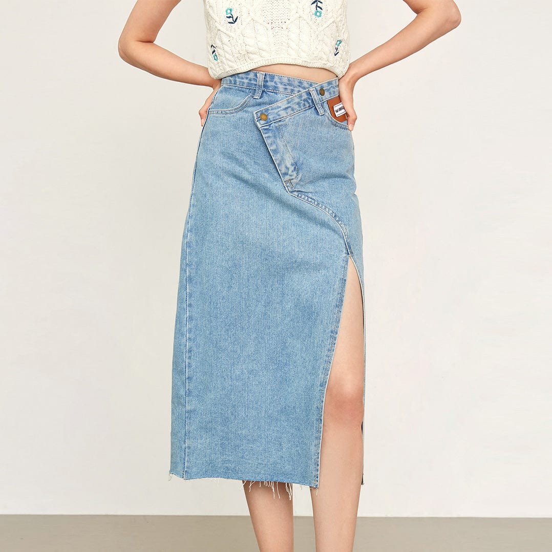 Samaria Light Sky Blue Asymmetrical Skirt