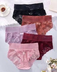 Women's High Waist Tummy Control Seamless Flower Lace Breathable Panties