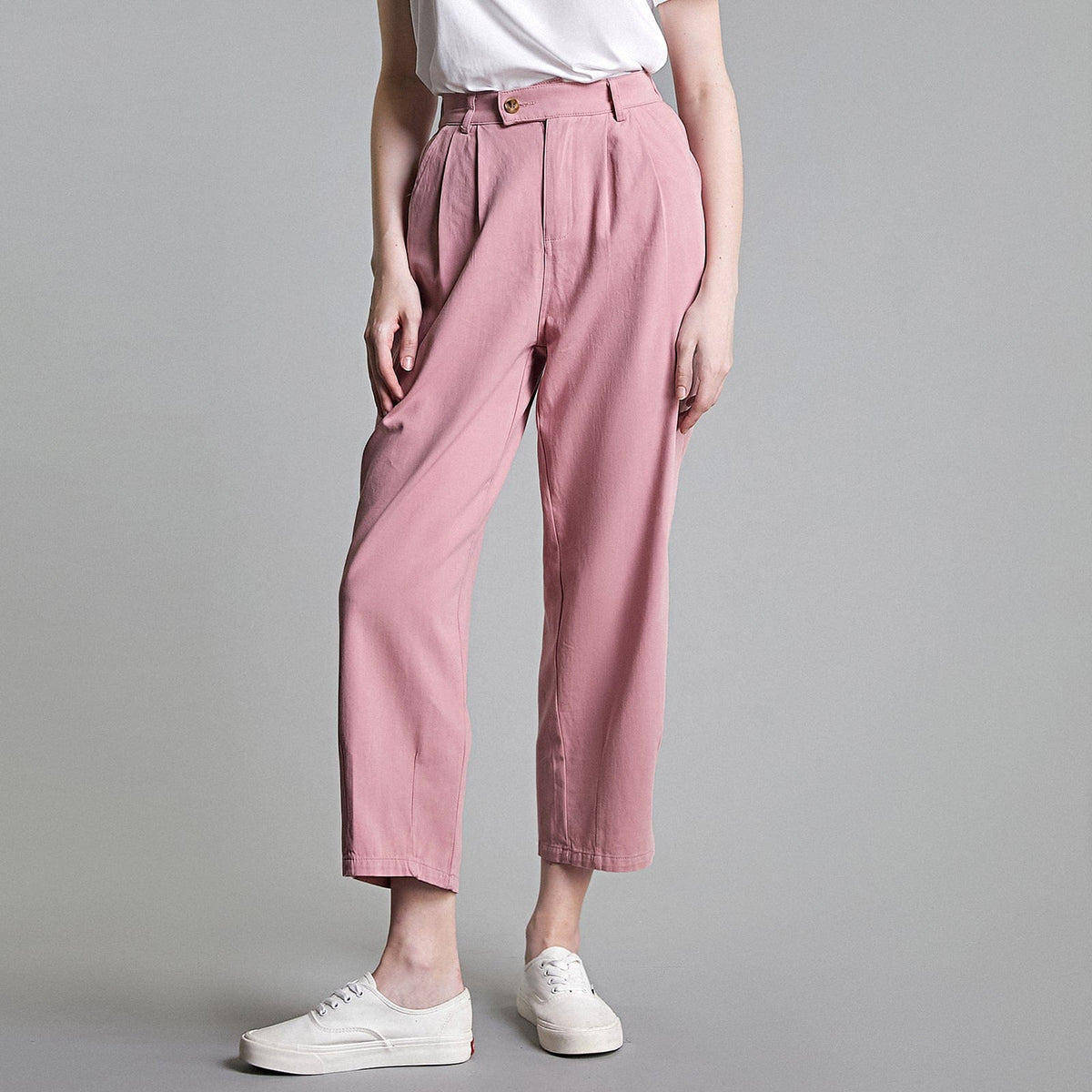 Pink High Rise Tapered Baggy Jeans