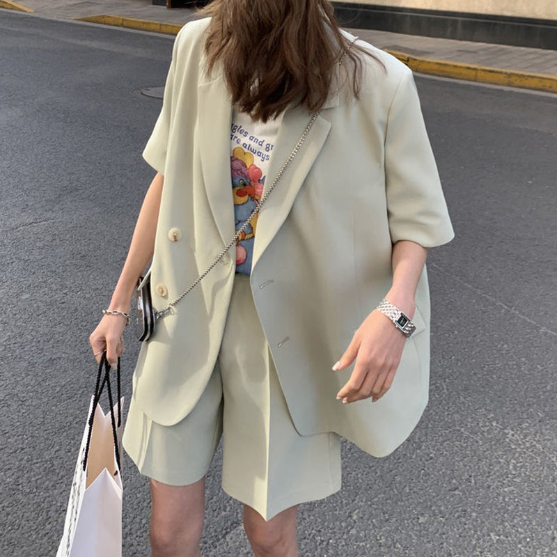 Green Collarless Blazer