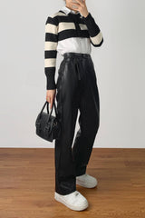 Black And White Striped Super Cropped Cardigan
