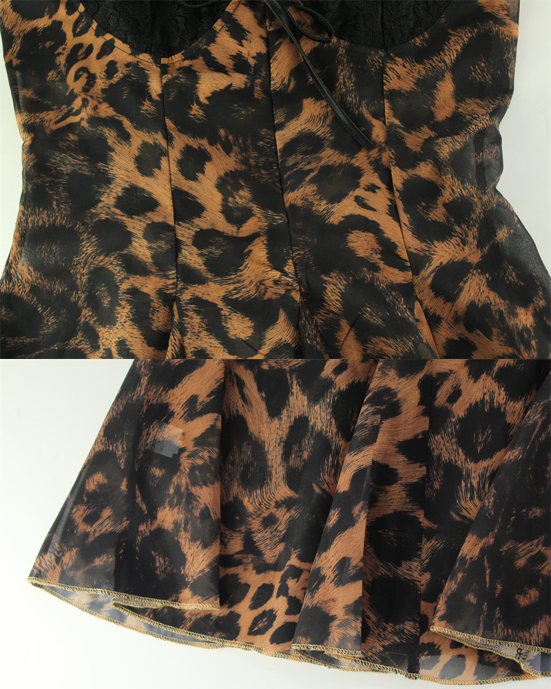 Leopard Print Mesh Lace-Up Slip Dress