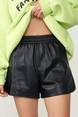 Joleen Black Leather Shorts