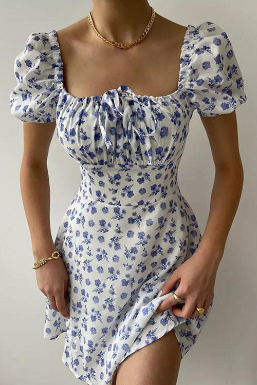 Floral Forever Puff Short Sleeve Printed Mini Dress - 3 Colors