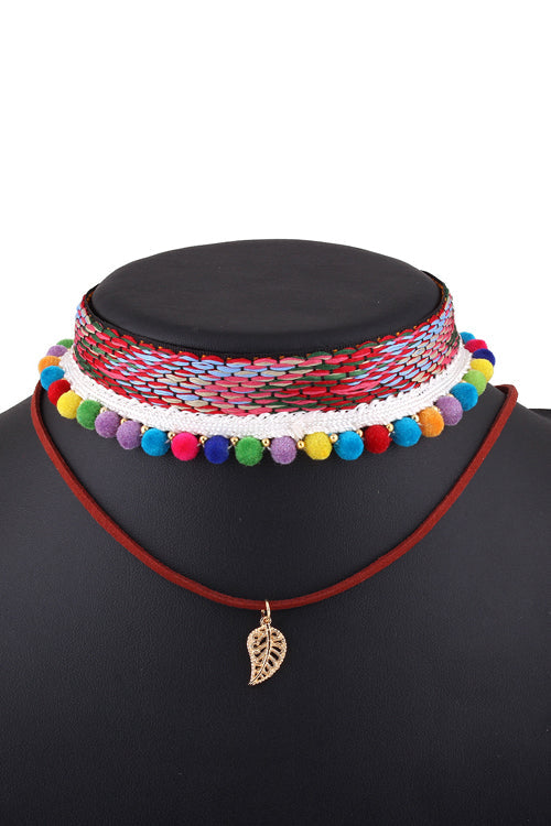 Knit Ethnic Colorful Choker