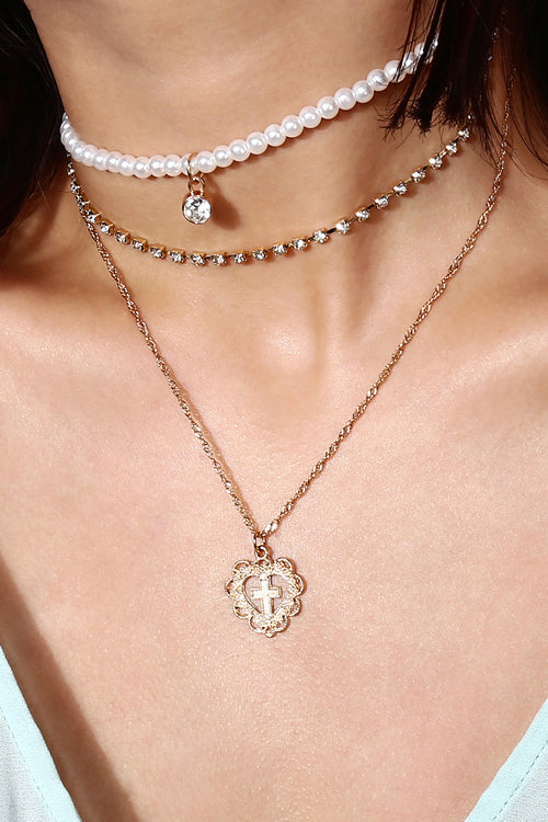 Peach Heart Pearl Choker Necklace